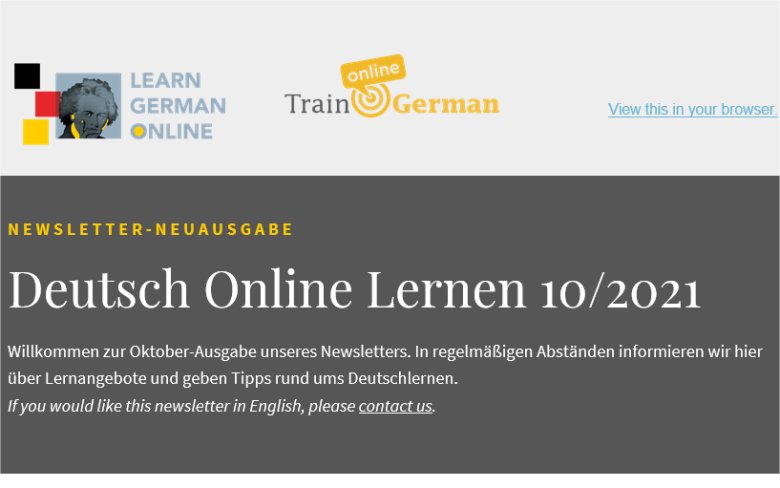 Newsletter Studying German Online | October 2021