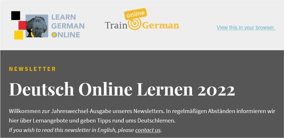 Newsletter Deutsch Online lernen | News zum Jahreswechsel 21/22