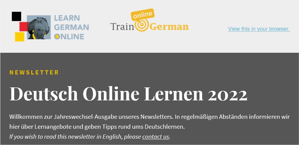 Deutschlernen Newsletter zum Jahreswechsel 21/22