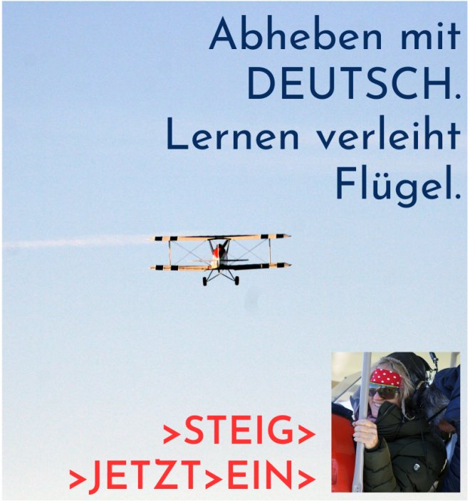 Abheben mit Deutsch 2026. Buche deinen Deutsch-Online-Kurs jetzt.